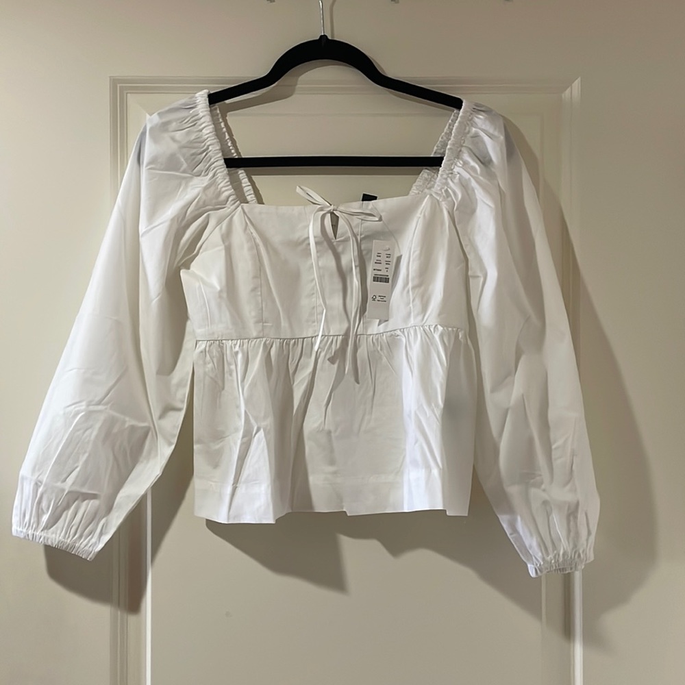 NWT JCrew Squareneck Poplin Top in white wize 2